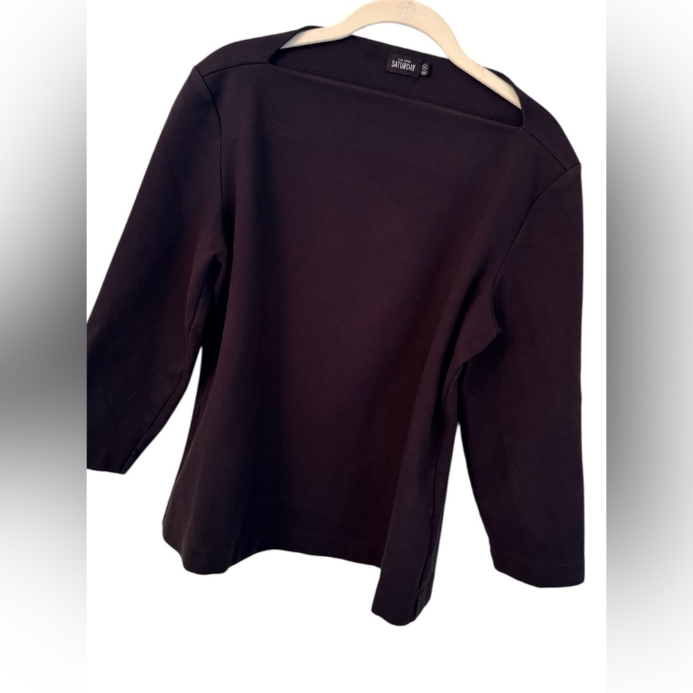 Kate Spade Saturday XL Black Boatneck 3/4 Sleeve Top